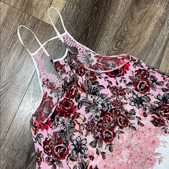 Free People “Floral Haze” Lace Trim Mini Slip Dress in “Tea Combo” 💕 - Picture 7 of 12